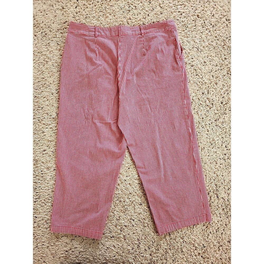 Vintage Sag Harbor Womens Red Gingham Cropped Pants 18 Cotton Country Picnic - Picture 11 of 13